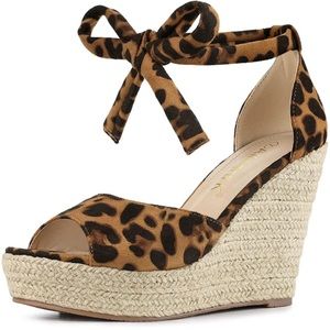 *BRAND NEW*Allegra K Women's Espadrilles Tie Up Ankle Strap Wedges Sandals